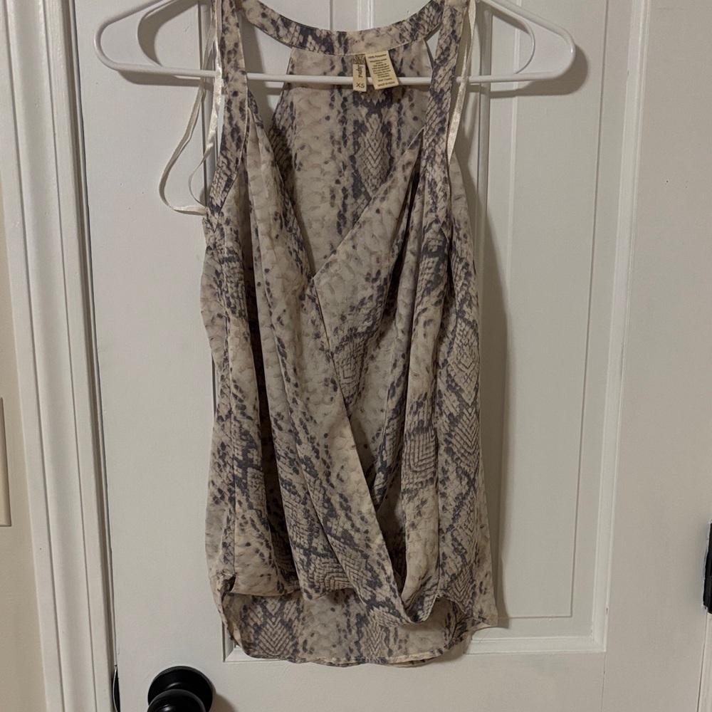 Chic Beige Snake Print Tank Top